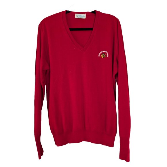 Vintage Fletcher Red Long Sleeve Winterhawks Sweater Sz Large - Picture 1 of 4